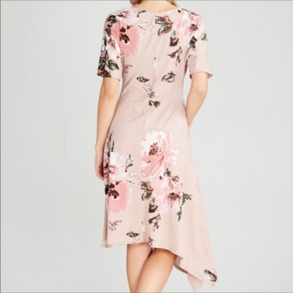 Kayla's Armoire Floral Faux-Wrap Assymetric Dress - Picture 2 of 16